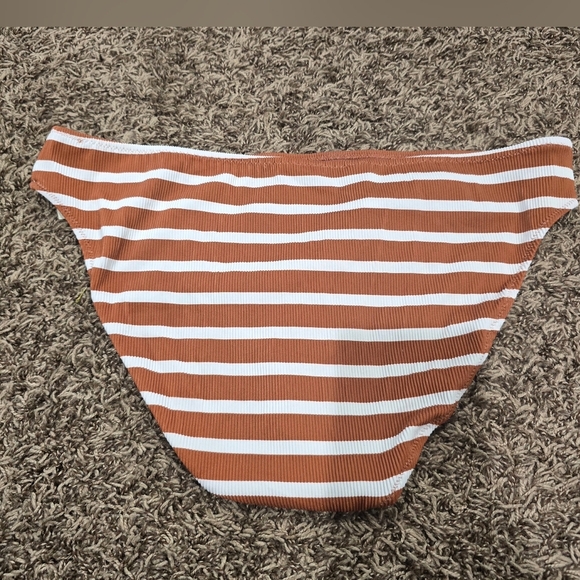 Aerie NWT Ribbed Full Coverage Striped Orange Bikini Swim Bottom Size XL - Picture 4 of 5